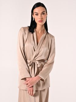 Dark Beige Wrap Jacket with Belt in_i7