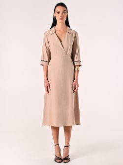 Vestido de viscosa con bordes a contraste det_1