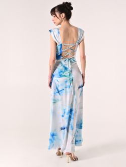 Robe imprimé fleuri à lacets bustier det_3