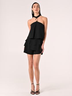 Kurzer Overall mit Volants in Schwarz in_i7