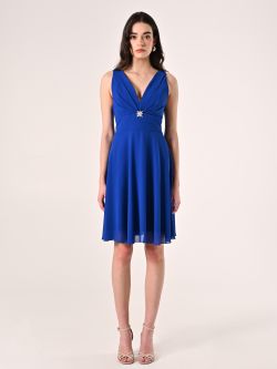 Kleid in Chinablau aus Georgette-Kreppstoff det_1