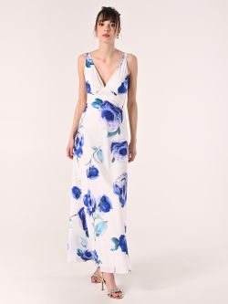 Vestido largo con estampado floral azul in_i7