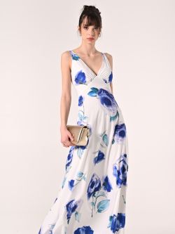 Vestido largo con estampado floral azul sp_e1