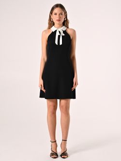 Zweifarbiges Kleid mit Kragen det_1