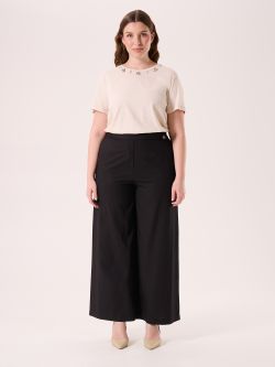 Curvy Black Trousers in Viscose Linen det_1