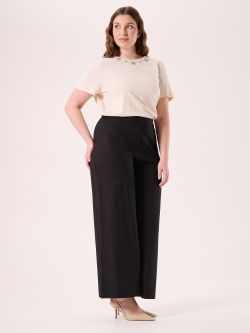 Curvy Black Trousers in Viscose Linen in_i7
