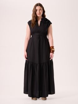 Curvy-Kleid in Schwarz aus Leinen und Viskose det_1