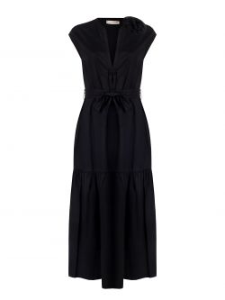 Curvy-Kleid in Schwarz aus Leinen und Viskose det_4