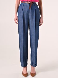 Hose aus Chambray mit Gürtel det_2