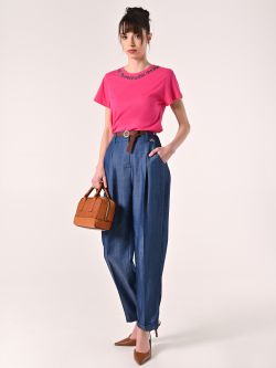 Hose aus Chambray mit Gürtel sp_e1