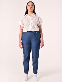 Curvy Chambray Trousers with Rhinestones det_1