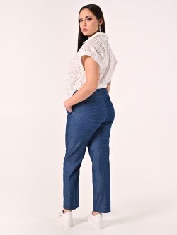 Curvy Chambray Trousers with Rhinestones det_3