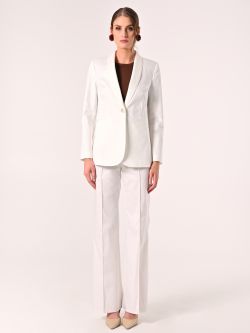 Jacke aus Baumwolle in Weiß mit Nähten in Kontrastfarbe det_1