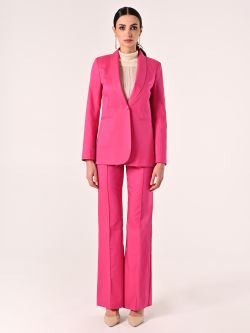 Fuchsia Cotton Jacket with Contrasting Stitching det_1