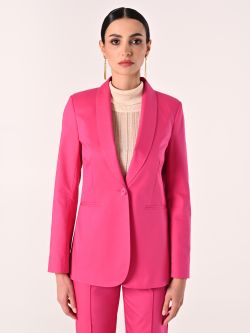 Fuchsia Cotton Jacket with Contrasting Stitching det_2