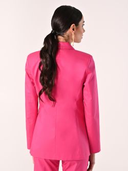 Fuchsia Cotton Jacket with Contrasting Stitching det_3