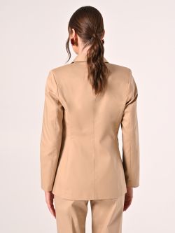 Veste beige foncé en coton avec coutures contrastées det_3