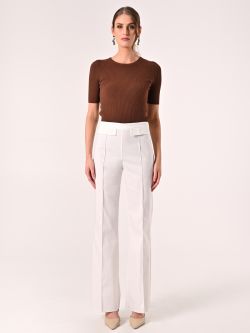 Pantaloni Bianchi  in Cotone con Patte det_1