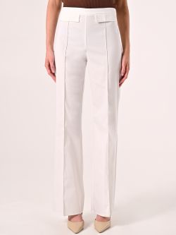 Pantaloni Bianchi  in Cotone con Patte det_2