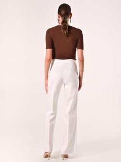 Pantaloni Bianchi  in Cotone con Patte det_3