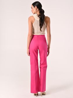 Fuchsia Cotton Trousers with Flap Pockets det_3