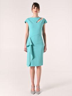 Aqua Green Sheath Dress with Ruffles det_1