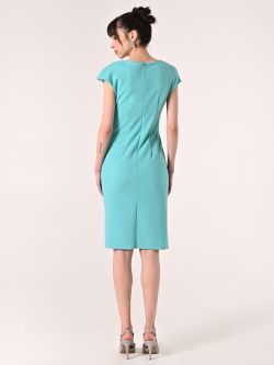 Aqua Green Sheath Dress with Ruffles det_3