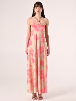 Abito con collo Gioiello Beige Scuro & Rosa Camelia det_1