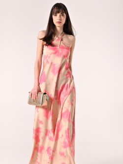 Abito con collo Gioiello Beige Scuro & Rosa Camelia sp_e1