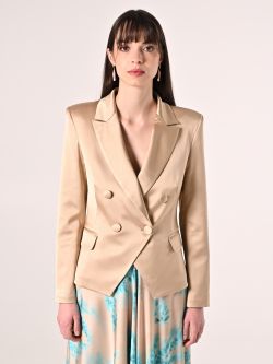 Dark Beige Viscose Satin Jacket det_2