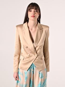 Dark Beige Viscose Satin Jacket in_i7