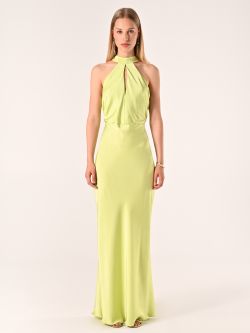 Fließendes Kleid aus Satin in Limette det_1