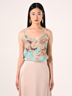 Top stampa Paisley Verde Acqua det_2