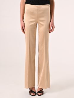 Pantaloni in Raso di Viscosa Beige Scuro det_2