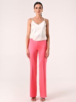 Pantalon rose pâle en satin de viscose det_1