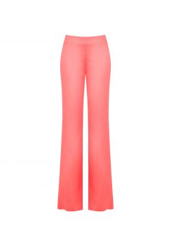 Pantalon rose pâle en satin de viscose det_4