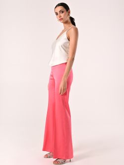 Pantalon rose pâle en satin de viscose in_i7