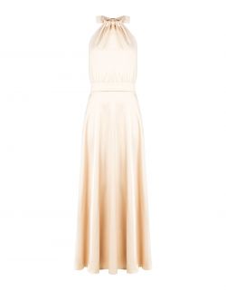 Vestido largo de satén beige claro det_4