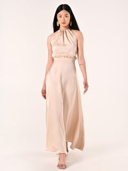 Vestido largo de satén beige claro in_i7