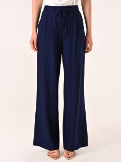 Pantalone Ampio in Viscosa color Blu  det_2