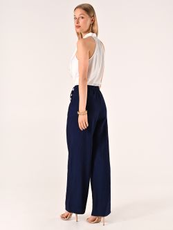 Pantalone Ampio in Viscosa color Blu  det_3