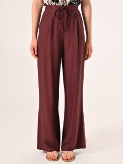 Pantalone Ampio in Viscosa color Cioccolato det_2