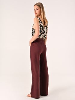 Pantalone Ampio in Viscosa color Cioccolato det_3