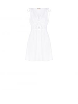 Vestido corto de algodón blanco det_4
