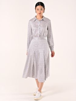 Robe midi imprimée blanche et bleu ciel in_i7