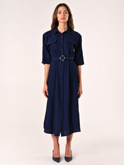 Chemisier Blu Navy in Misto Viscosa effetto Crinkle det_1