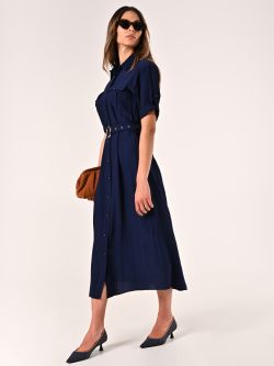 Chemisier Blu Navy in Misto Viscosa effetto Crinkle sp_e1