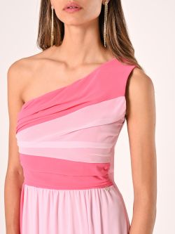 Two-tone One-shoulder Dress in_i5