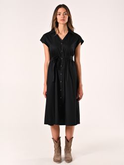 Black Cotton Shirt Dress det_1