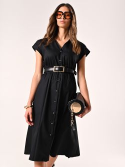 Black Cotton Shirt Dress sp_e1